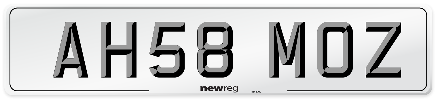 AH58 MOZ Number Plate from New Reg